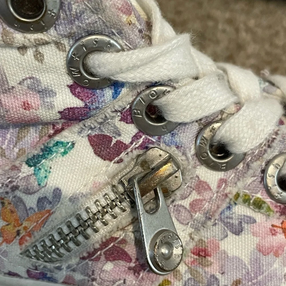 Blowfish Floral Distressed Canvas High-Top Sneakers